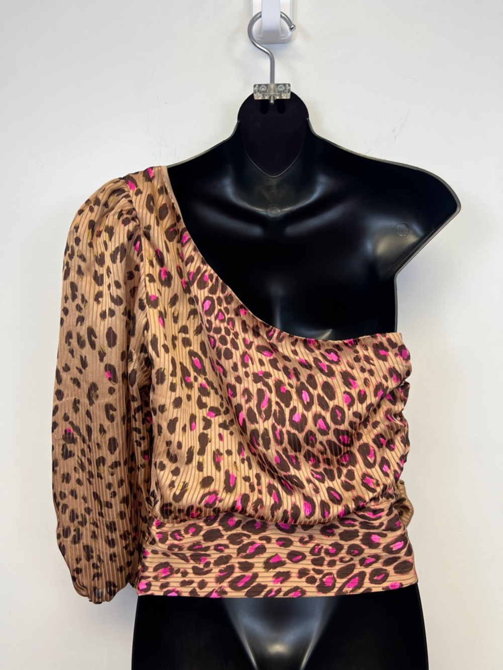 Express Women's Brown Pink One Shoulder Dressy New With Tags Blouse Size Small - Picture 8 of 11